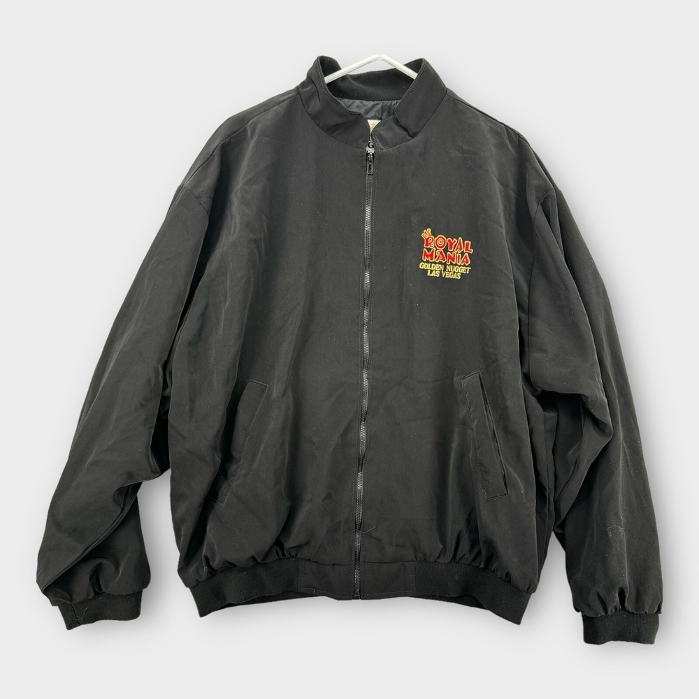 VINTAGE Royal Mania Windbreaker Jacket Mens XXL Golden Nugget Vegas Slots Y2K